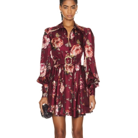 Zimmermann Luminosity Floral-print Silk Mini Shirt Dress - Picture 1 of 5